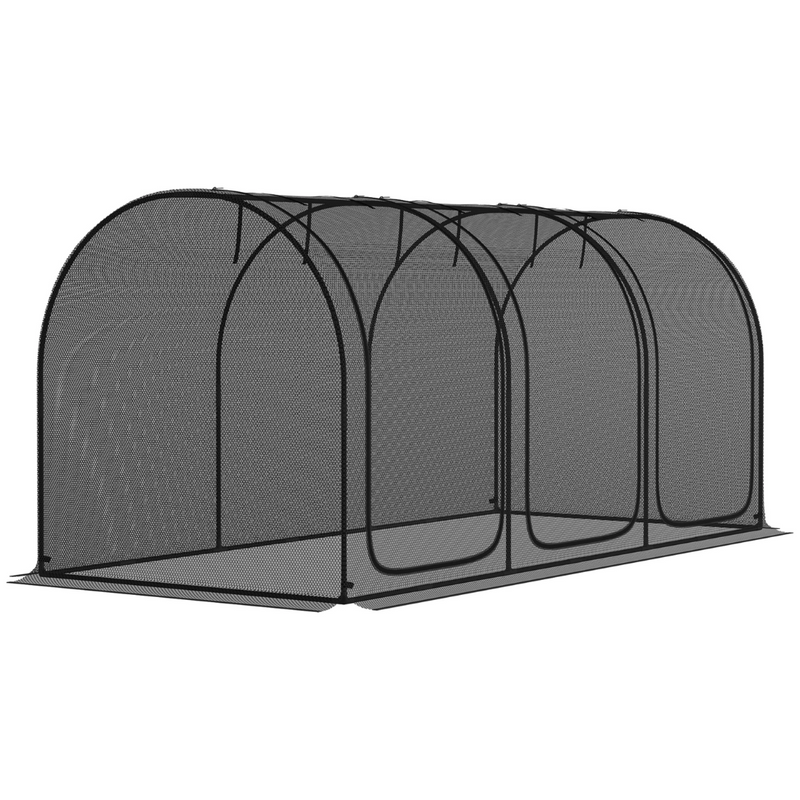 9' x 4' Mesh Garden Protection Crop Cage Cover with 3 Zipper Doors - Black