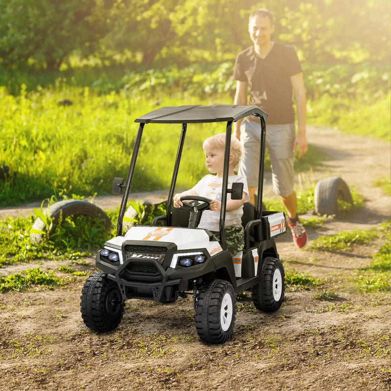 2-Seater 24V Electric Ride On UTV Car for Kids w/ Parental Remote and Sun Roof - White