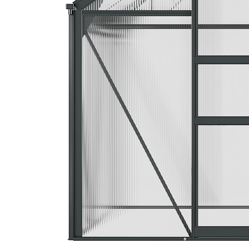 6.2' x 6.3' Walk-In Greenhouse with Aluminum Frame, Polycarbonate Panels, Sliding Door - Grey