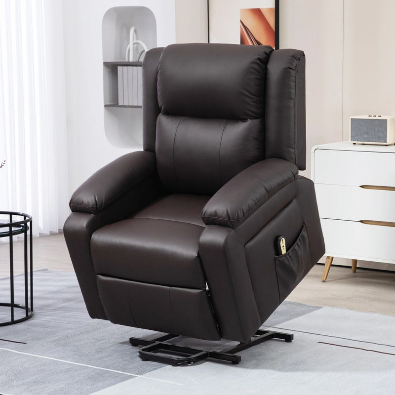 Luxharbor Lane Powered Lift Assist Recliner Chair with Remote Control - Brown Faux Leather