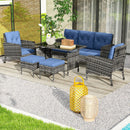 Patio Furniture, Brindlestone Terrace 6pc Outdoor Patio Set with Sofa, Chairs, Stools and Table - Blue - Seasonal Overstock