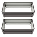 Planters, Set of 2 Raised Garden Planter Boxes 43" X 20" Galvanized Steel - 12in Deep - Dark Grey - Seasonal Overstock