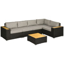 Patio Furniture, Chestnut Cove 6pc Modular Outdoor Patio Set Sectional Sofa - Grey - Seasonal Overstock