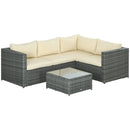 Patio Furniture, River Ridge 3pc Rattan Wicker Outdoor Patio Sectional Sofa Set with Table - Beige - Seasonal Overstock