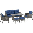Patio Furniture, Brindlestone Terrace 6pc Outdoor Patio Set with Sofa, Chairs, Stools and Table - Blue - Seasonal Overstock