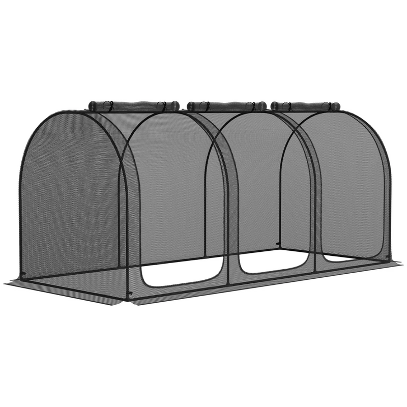 9' x 4' Mesh Garden Protection Crop Cage Cover with 3 Zipper Doors - Black