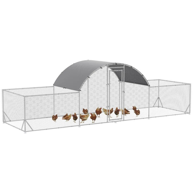 22' x 6' Walk-In Chicken Coop Pen with Rounded Top Walk-in and Low Profile Side Rooms