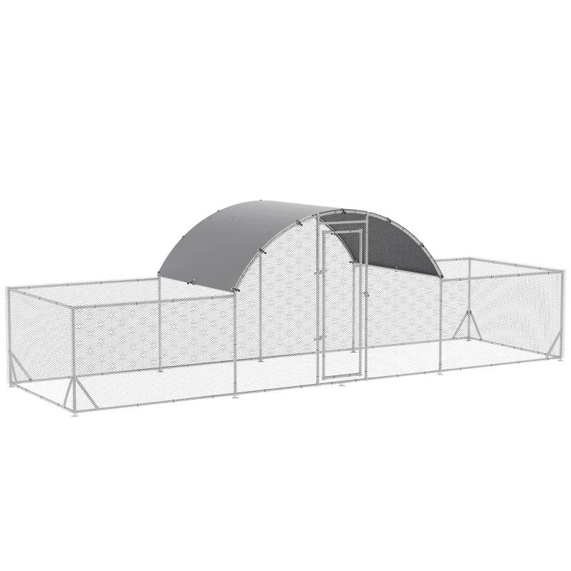 22' x 6' Walk-In Chicken Coop Pen with Rounded Top Walk-in and Low Profile Side Rooms