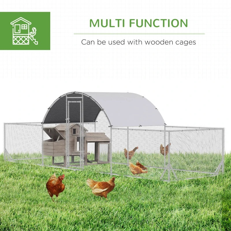 22' x 6' Walk-In Chicken Coop Pen with Rounded Top Walk-in and Low Profile Side Rooms