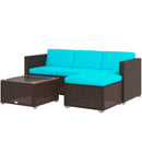 Patio Furniture, Sola Vina 3pc Outdoor Patio Sofa and Ottoman Set with Table - Light Blue - Seasonal Overstock