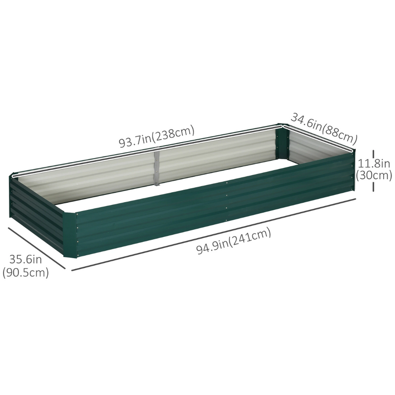 8' x 3' Raised Garden Bed Planter Box Galvanized Steel 12in Deep - Green