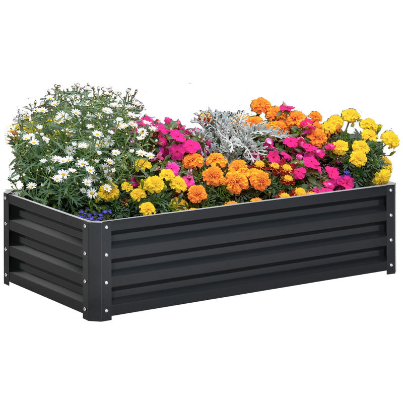 4' x 2' Raised Garden Bed Planter Planter Box Galvanized Steel 12in - Dark Grey