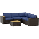 Patio Furniture, Chestnut Cove 6pc Modular Outdoor Patio Set Sectional Sofa - Blue - Seasonal Overstock