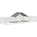 23' x 6.6' Walk-In Chicken Coop Pen with Low Profile Side Rooms and Peaked Top