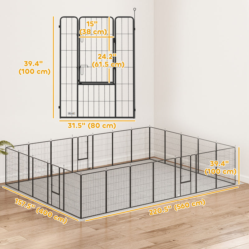 24-Panel Heavy Duty Dog Play Pen with 44.5" Wall Height for Small to Medium Dogs