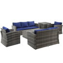 Patio Furniture, Cinder Valley 6pc Patio Set with Sofa, Loveseat, Chairs & Tables - Blue - Seasonal Overstock