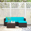 Patio Furniture, Sola Vina 3pc Outdoor Patio Sofa and Ottoman Set with Table - Light Blue - Seasonal Overstock