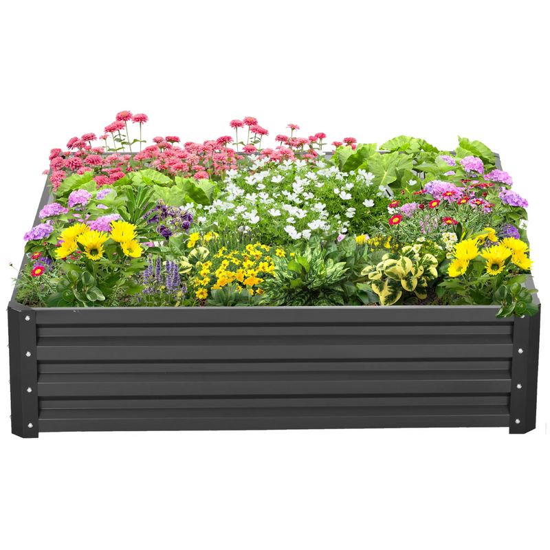 4' x 4' Raised Garden Bed Planter Box Galvanized Steel 12in Deep - Dark Grey