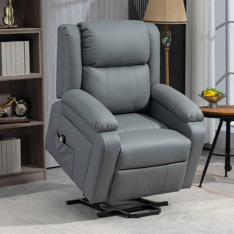 Luxharbor Lane Powered Lift Assist Recliner Chair with Remote Control - Grey Faux Leather