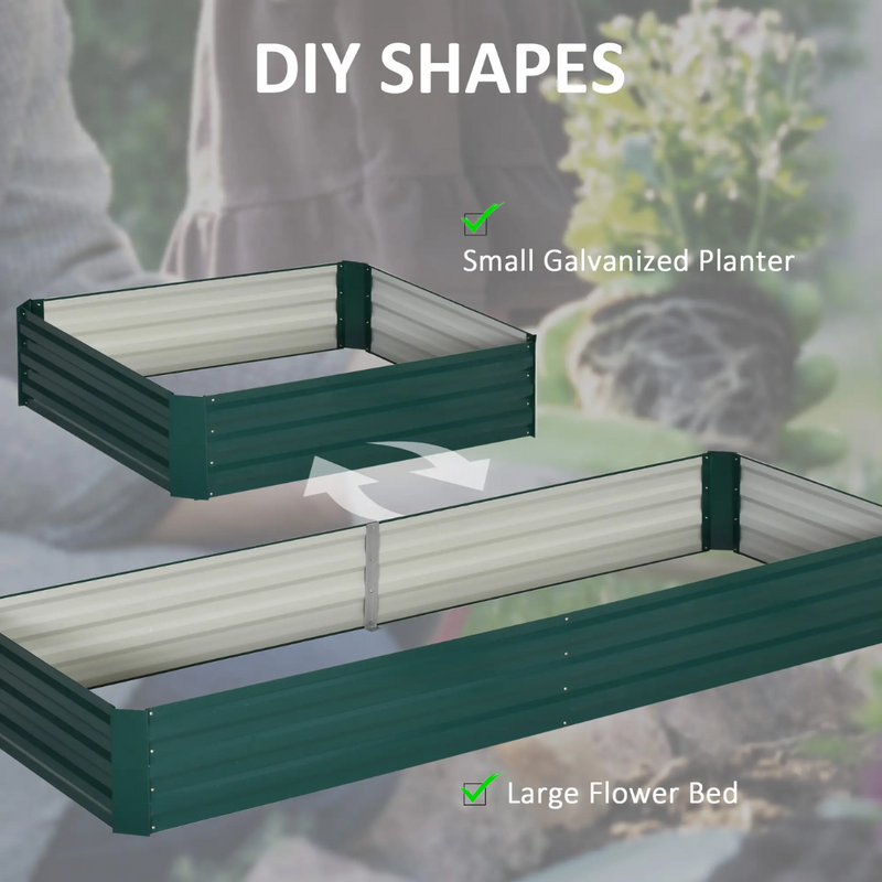 8' x 3' Raised Garden Bed Planter Box Galvanized Steel 12in Deep - Green