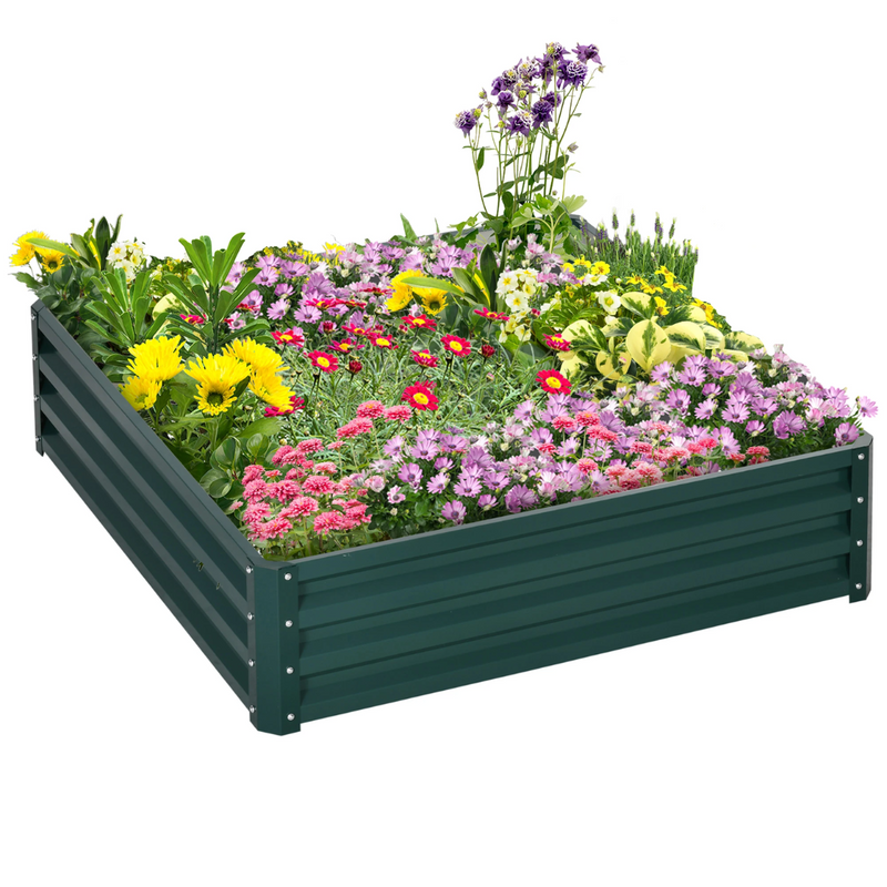 4' x 4' Raised Garden Bed Planter Box Galvanized Steel 12in Deep - Green