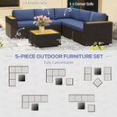 Patio Furniture, Chestnut Cove 6pc Modular Outdoor Patio Set Sectional Sofa - Blue - Seasonal Overstock