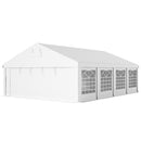 26 x 20 White outdoor canopy tent with windowed sides on a white background 