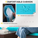 Patio Furniture, Sola Vina 3pc Outdoor Patio Sofa and Ottoman Set with Table - Light Blue - Seasonal Overstock