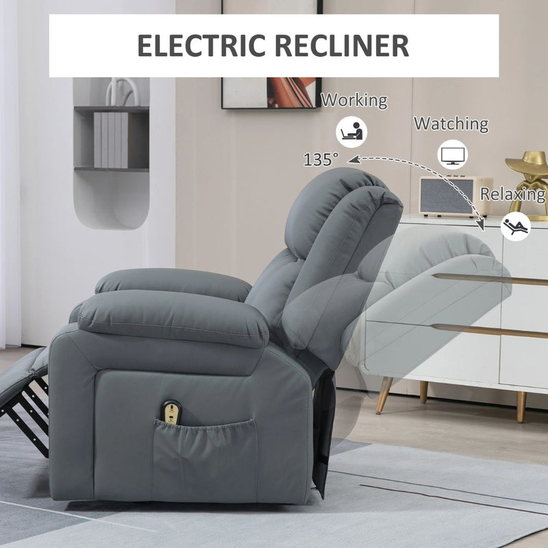 Luxharbor Lane Powered Lift Assist Recliner Chair with Remote Control - Grey Faux Leather