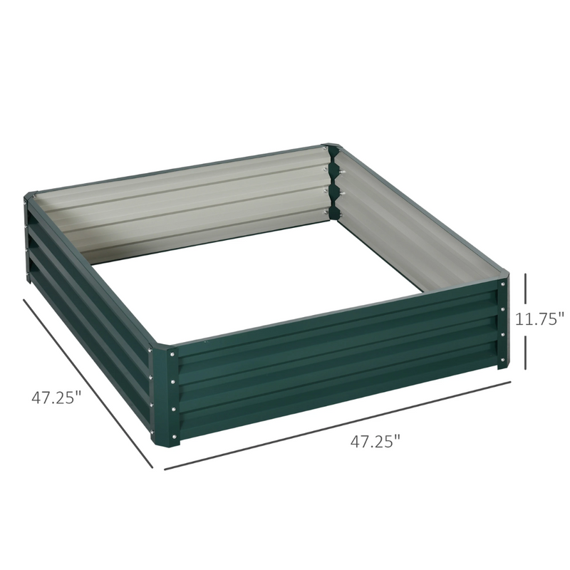 4' x 4' Raised Garden Bed Planter Box Galvanized Steel 12in Deep - Green