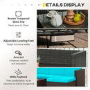 Patio Furniture, Sola Vina 3pc Outdoor Patio Sofa and Ottoman Set with Table - Light Blue - Seasonal Overstock