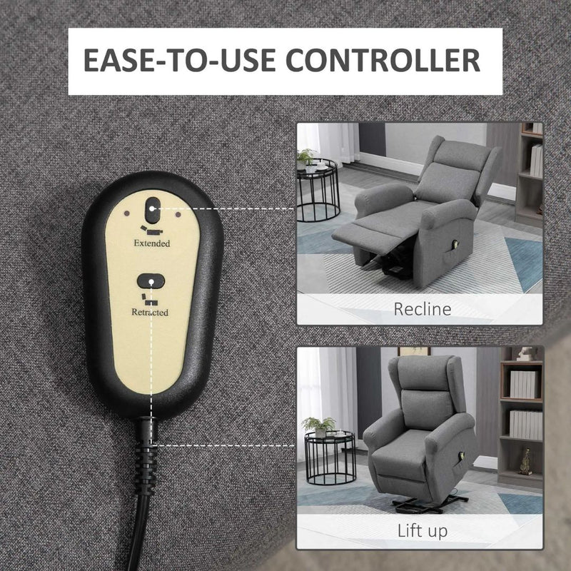 Sling River Wingback Lift Assist Recliner Chair with remote Control - Grey