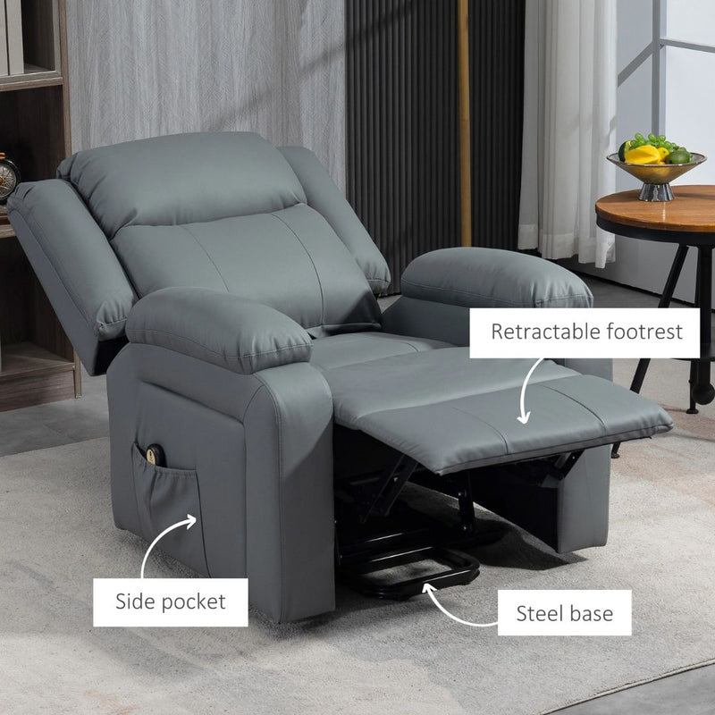 Luxharbor Lane Powered Lift Assist Recliner Chair with Remote Control - Grey Faux Leather