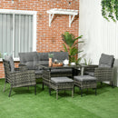 Patio Furniture, Brindlestone Terrace 6pc Outdoor Patio Set with Sofa, Chairs, Stools and Table - Grey - Seasonal Overstock
