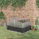 Planters, 4' x 3.5' Galvanized Steel Raised Garden Bed with Removeable Cold Storage Greenhouse Top - Grey - Seasonal Overstock
