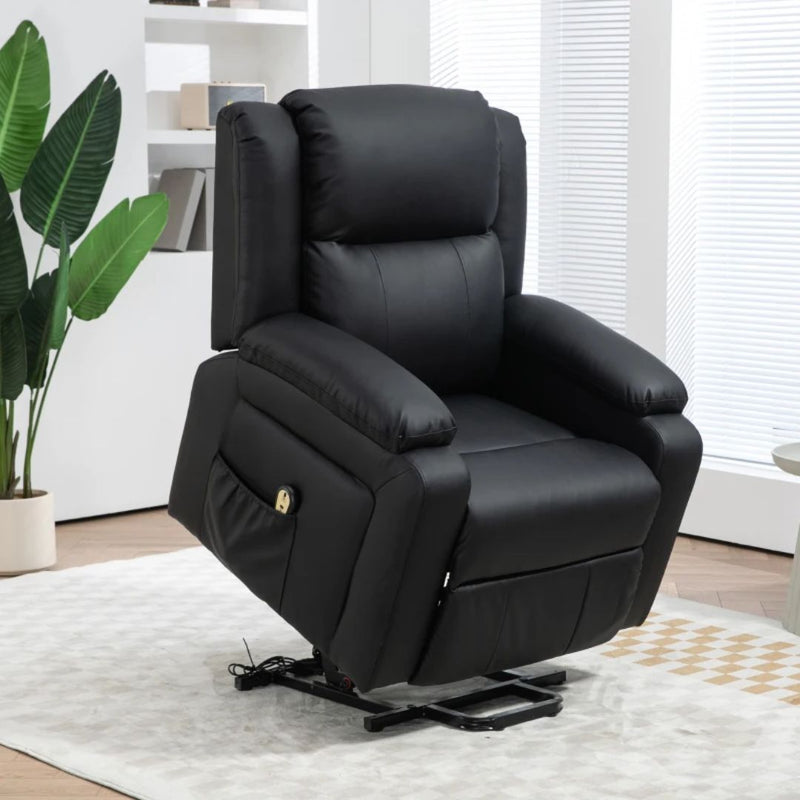 Luxharbor Lane Powered Lift Assist Recliner Chair with Remote Control - Black Faux Leather