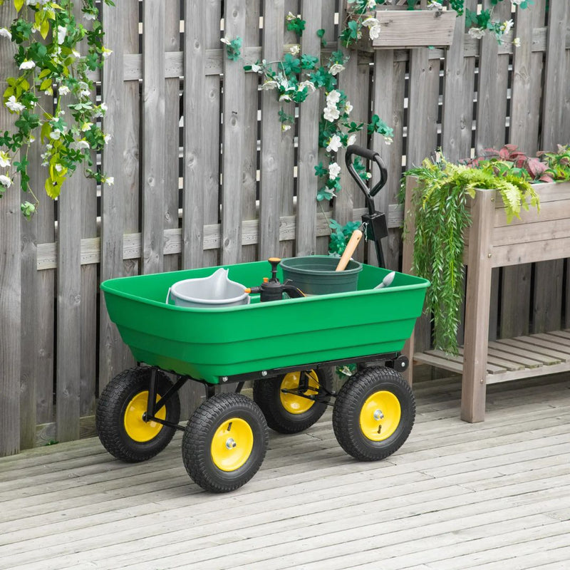 Gardening Accessories, Garden Dump Cart with 125L Tipping Bin, 12in Pneumatic Tires - Holds up to 440 lbs - Seasonal Overstock