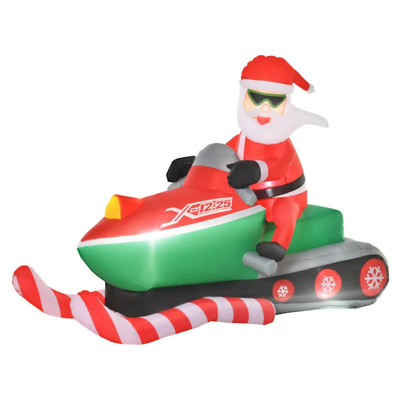 Inflatable Santa on a Snowmobile 5.2ft Tall with LED Lights for Indoor Outdoor Christmas Display