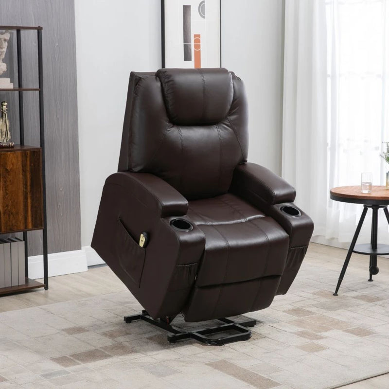 West Haven Power Lift Chair Recliner with Remote and Cup Holders - Brown