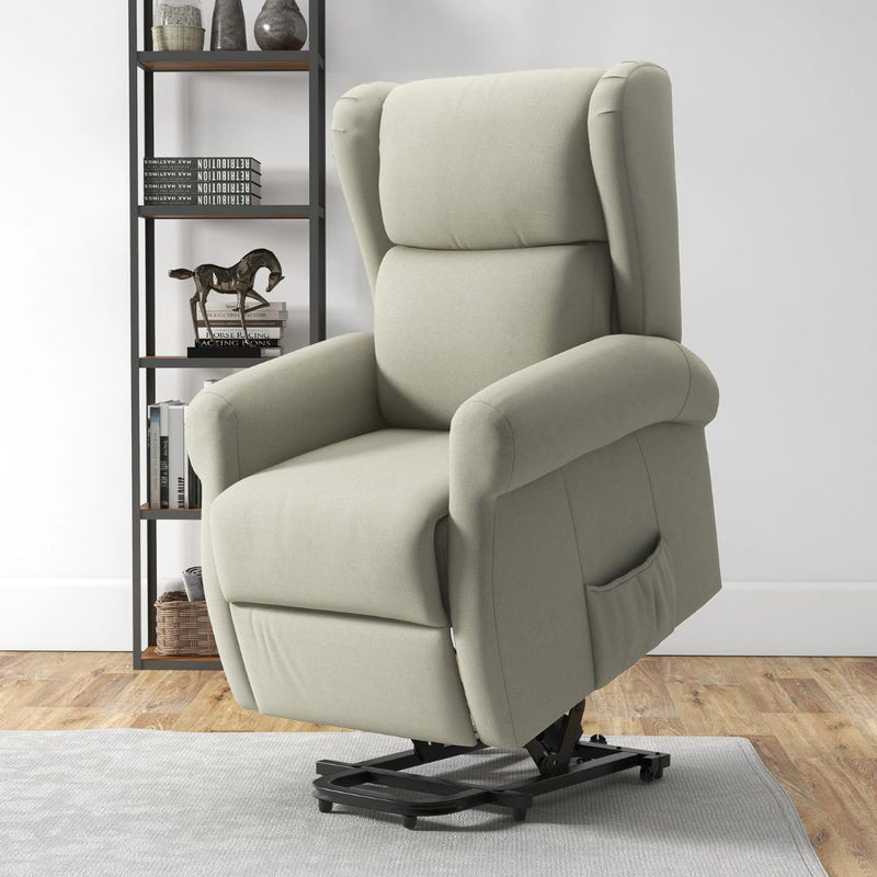 Sling River Wingback Lift Assist Recliner Chair with remote Control - Cream White