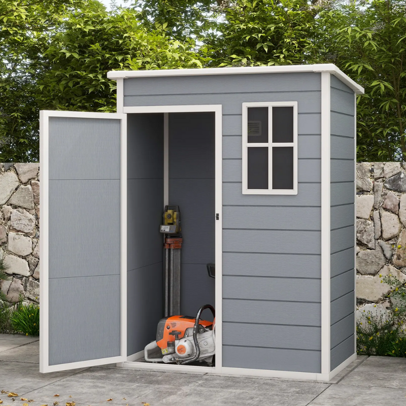 4.6' x 2.5' Resin Plastic Outdoor Storage Shed with Lockable Swing Door - Grey