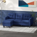 Sofas, Carmen 77" Dark Blue Upholstered Reversible Sectional Sofa - Seasonal Overstock