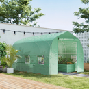 6.6' x 11.4' Walk-In Portable Plastic Cover Garden Greenhouse, Peaked Roof, Steel Frame, Green