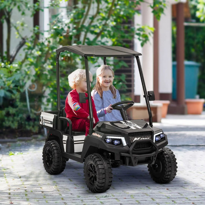 2-Seater 24V Electric Ride On UTV Car for Kids w/ Parental Remote and Sun Roof - Black