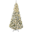 Christmas Trees, 7.5ft Prelit 500 LED Artificial Snow Flocked Christmas Tree with Base - Seasonal Overstock