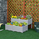 Planters, 31.5" x 31.5" Raised 4-Box Planter Flower Bed - Grey - Seasonal Overstock