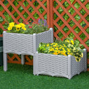 Planters, 31.5" x 15.75" Raised 2-Box Planter Flower Bed - Grey - Seasonal Overstock