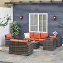 Patio Furniture, Cinder Valley 6pc Patio Set with Sofa, Loveseat, Chairs & Tables - Orange - Seasonal Overstock