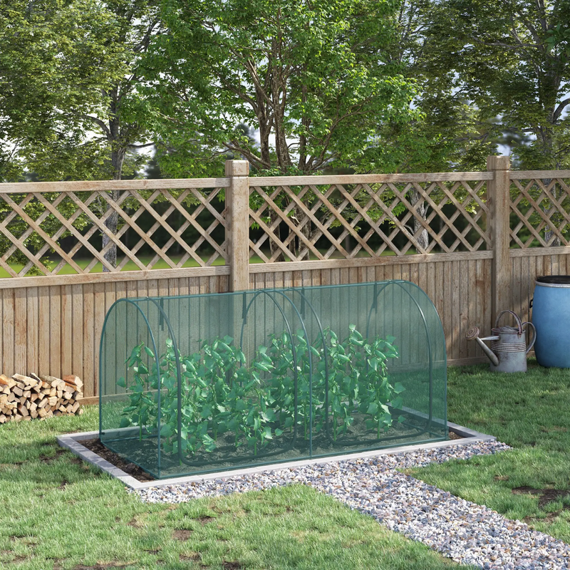 8' x 4' Mesh Garden Protection Crop Cage Cover with 2 Zipper Doors - Green