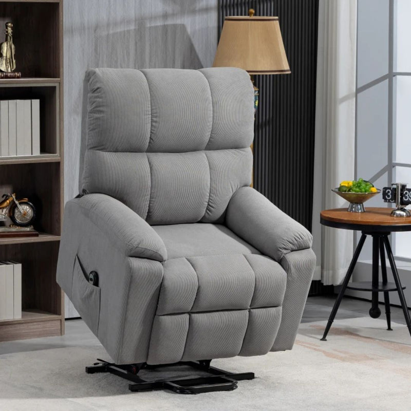 Benson Springs Lift Assist Recliner Chair with Remote - Grey Microfibre